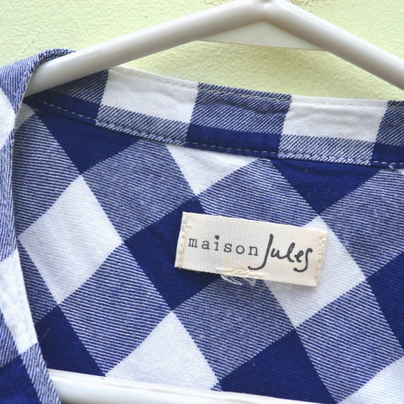 Navy and White Gingham Short Sleeve Shirt - Picture 3 of 5